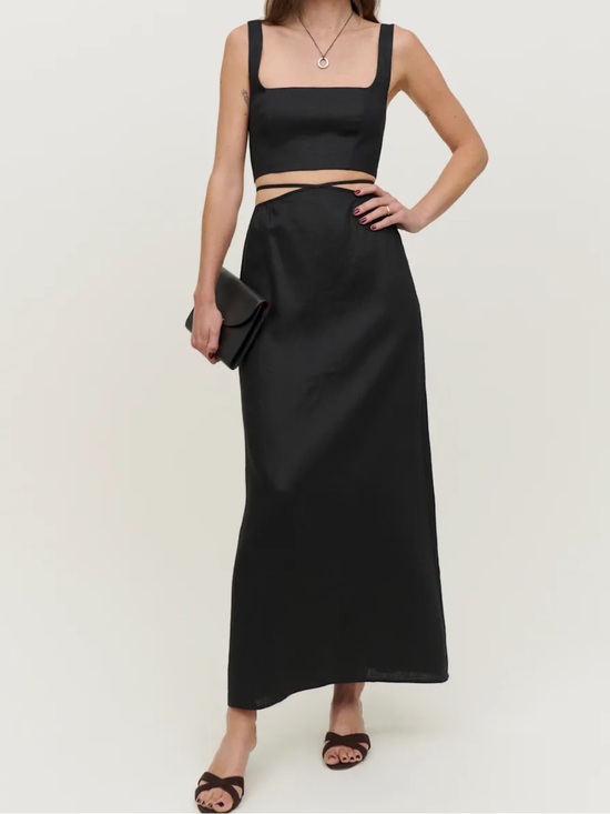 Reformation Dresses & Skirts - Reformation Black Linen Two-Piece Maxi Skirt Set 4